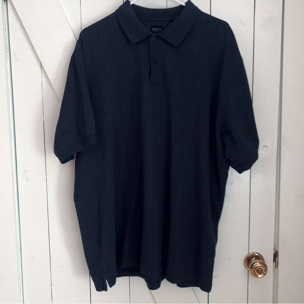 Men's XL Polo Shirt Blue Plaid Business Casual Office Shirt Work Shirt Church